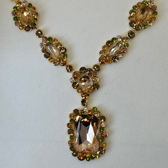 Kenneth Jay Lane Jewelry - Vintage Kenneth Jay Lane necklace Gold Tone Swarovski Style Crystals Moon Star
